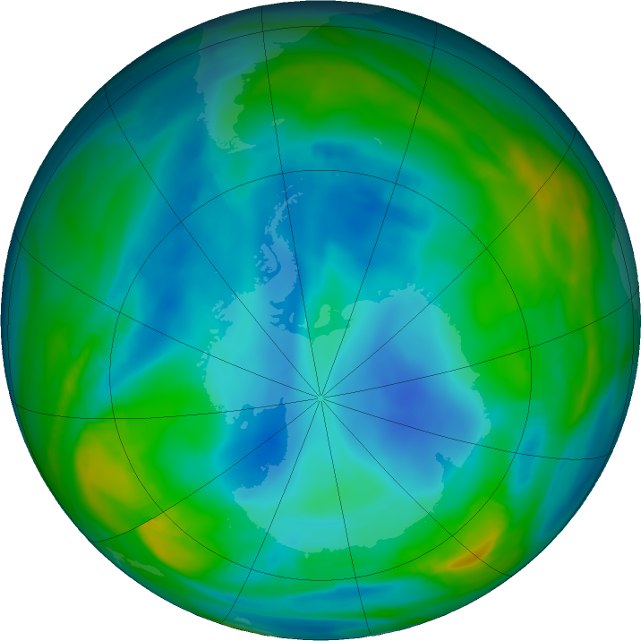 Antarctic ozone map for 12 July 2020